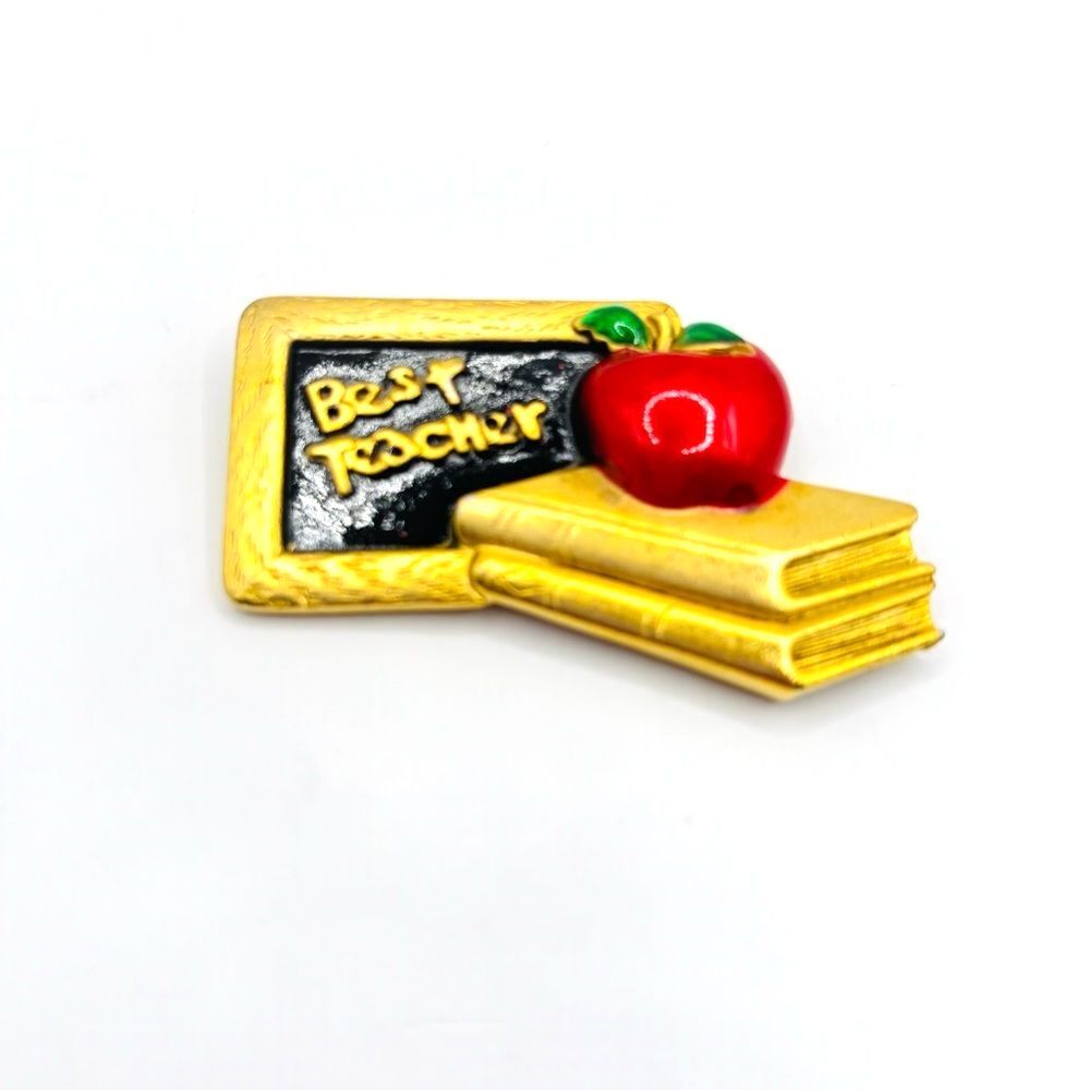 Vintage AJC Best Teacher Chalkboard and Apple Brooch